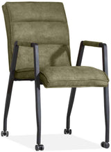 Armlehnenstuhl mit Rollen Trysan Mikrofaser in 3 Farben Cognac-Braun Grün Anthrazit