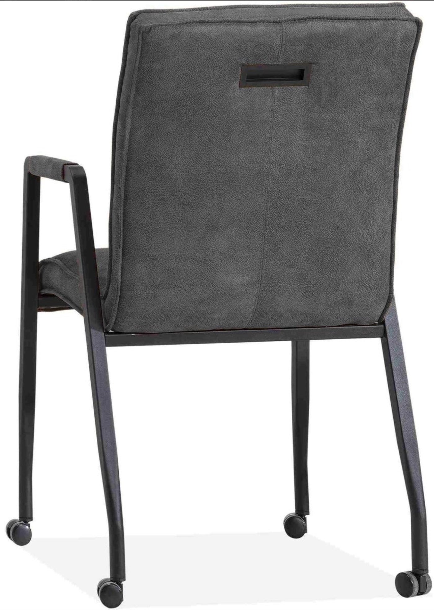 Armlehnenstuhl mit Rollen Trysan Mikrofaser in 3 Farben Cognac-Braun Grün Anthrazit