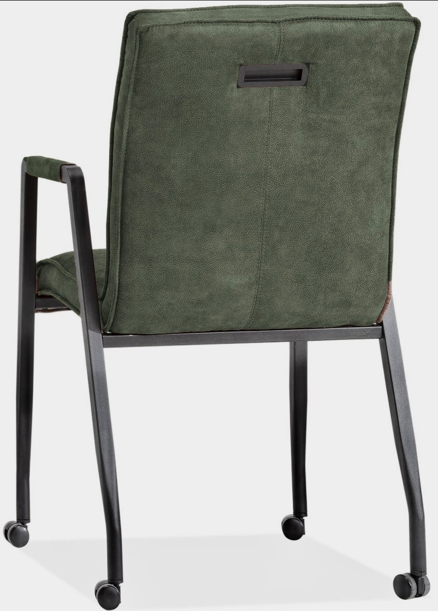Armlehnenstuhl mit Rollen Trysan Mikrofaser in 3 Farben Cognac-Braun Grün Anthrazit