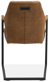 Freischwinger Armlehnenstuhl Verny Mikroleder in 3 Farben Cognac Grün Anthrazit
