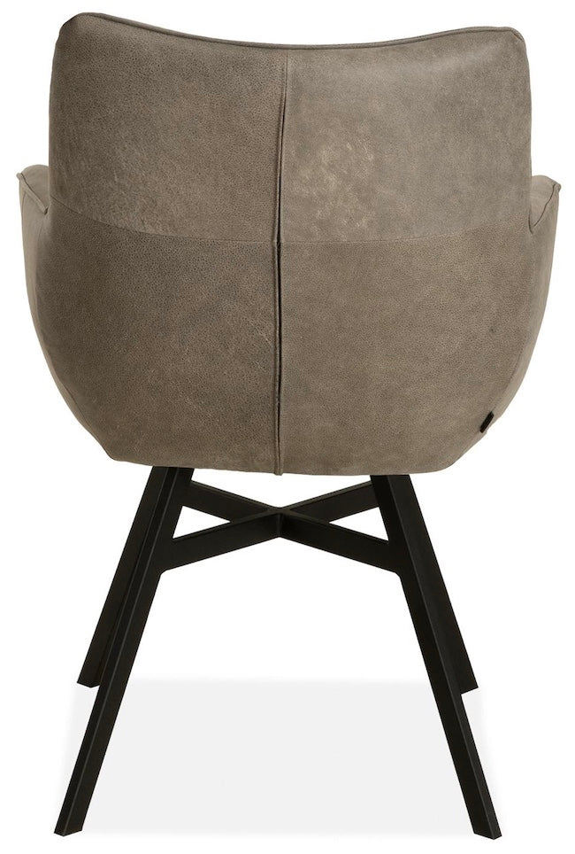 Fauteuil design Kayden en cuir véritable disponible en 34 coloris et 3 variantes de piétement. Chaise en cuir pivotante.