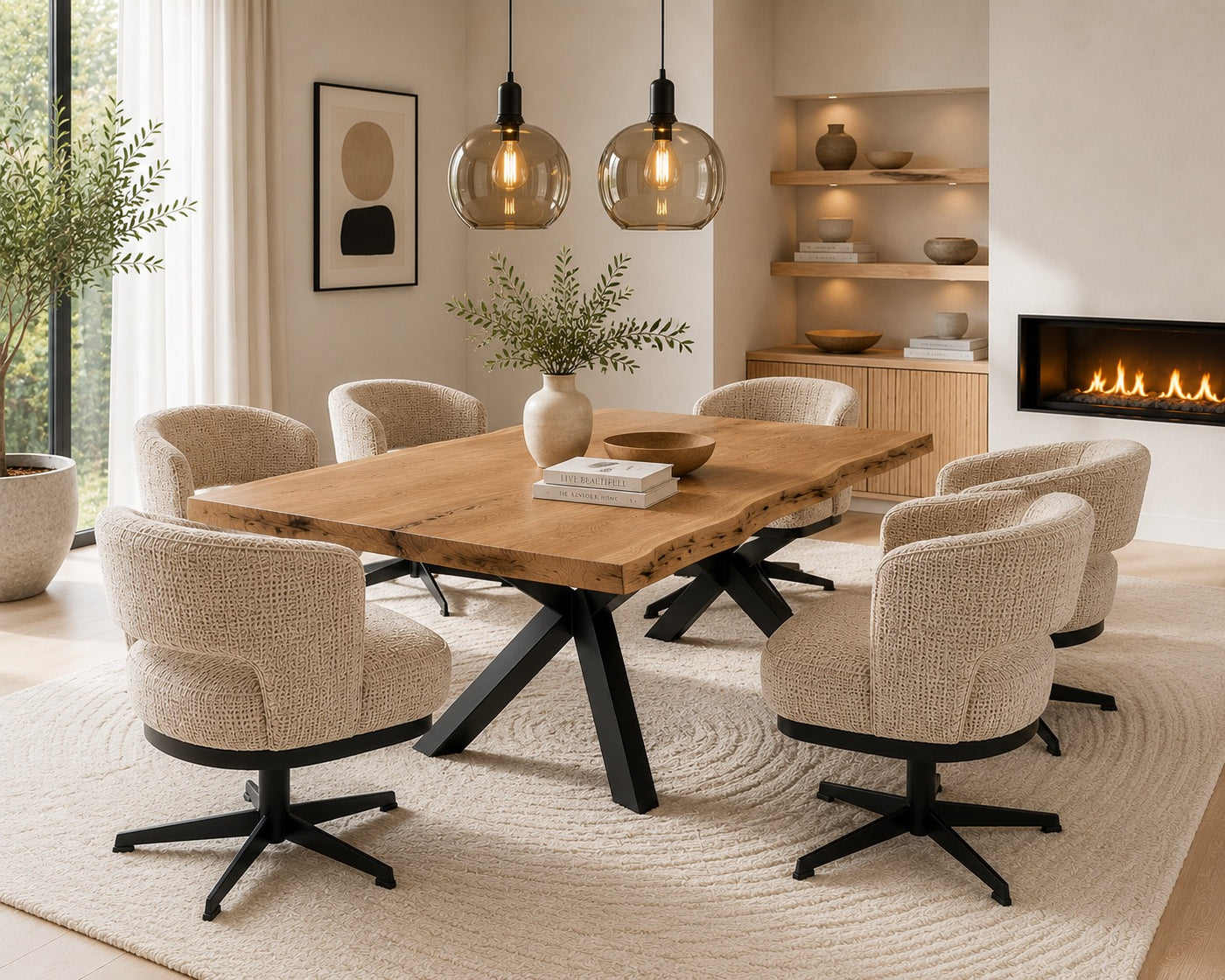 360 Grad Drehbarer Esszimmer Stuhl Brillant Webstoff in 3 Farben lichtgrau beige hellbraun