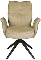 Drehbarer Esszimmer Stuhl Lars mit Armlehnen Aragon Stoff in 6 Farben Rose Champagne Gelb Braun Grau Blau