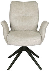 Drehbarer Esszimmer Stuhl Lars mit Armlehnen Aragon Stoff in 6 Farben Rose Champagne Gelb Braun Grau Blau