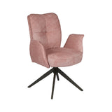 Drehbarer Esszimmer Stuhl Lars mit Armlehnen Aragon Stoff in 6 Farben Rose Champagne Gelb Braun Grau Blau