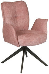 Drehbarer Esszimmer Stuhl Lars mit Armlehnen Aragon Stoff in 6 Farben Rose Champagne Gelb Braun Grau Blau