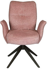 Drehbarer Esszimmer Stuhl Lars mit Armlehnen Aragon Stoff in 6 Farben Rose Champagne Gelb Braun Grau Blau