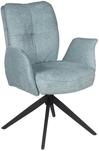 Drehbarer Esszimmer Stuhl Lars mit Armlehnen Aragon Stoff in 6 Farben Rose Champagne Gelb Braun Grau Blau