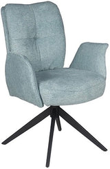 Drehbarer Esszimmer Stuhl Lars mit Armlehnen Aragon Stoff in 6 Farben Rose Champagne Gelb Braun Grau Blau