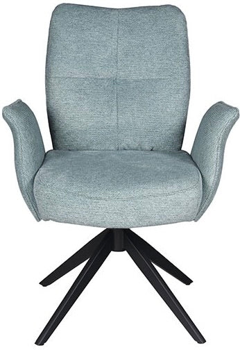 Drehbarer Esszimmer Stuhl Lars mit Armlehnen Aragon Stoff in 6 Farben Rose Champagne Gelb Braun Grau Blau