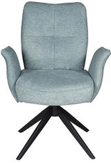 Drehbarer Esszimmer Stuhl Lars mit Armlehnen Aragon Stoff in 6 Farben Rose Champagne Gelb Braun Grau Blau