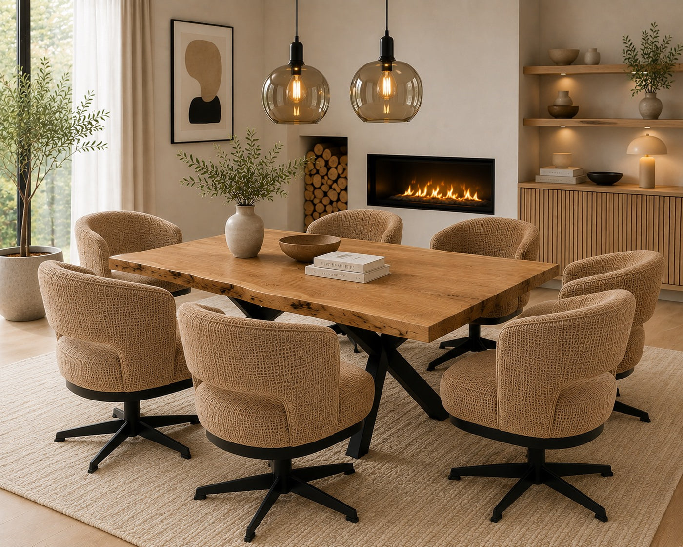 360 Grad Drehbarer Esszimmer Stuhl Brillant Webstoff in 3 Farben lichtgrau beige hellbraun