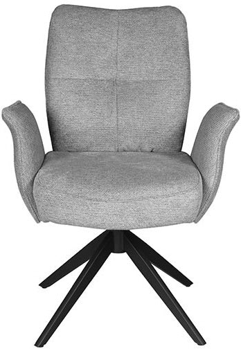 Drehbarer Esszimmer Stuhl Lars mit Armlehnen Aragon Stoff in 6 Farben Rose Champagne Gelb Braun Grau Blau