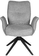 Drehbarer Esszimmer Stuhl Lars mit Armlehnen Aragon Stoff in 6 Farben Rose Champagne Gelb Braun Grau Blau