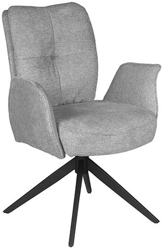 Drehbarer Esszimmer Stuhl Lars mit Armlehnen Aragon Stoff in 6 Farben Rose Champagne Gelb Braun Grau Blau