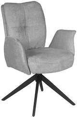 Drehbarer Esszimmer Stuhl Lars mit Armlehnen Aragon Stoff in 6 Farben Rose Champagne Gelb Braun Grau Blau