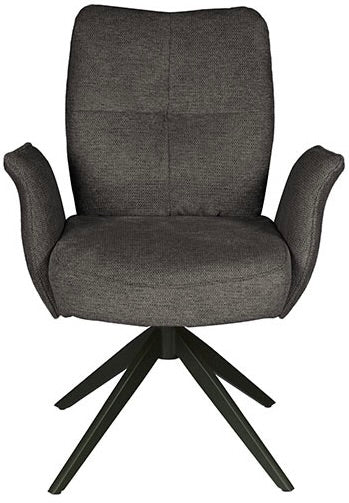 Drehbarer Esszimmer Stuhl Lars mit Armlehnen Aragon Stoff in 6 Farben Rose Champagne Gelb Braun Grau Blau