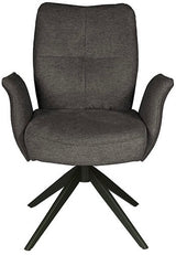 Drehbarer Esszimmer Stuhl Lars mit Armlehnen Aragon Stoff in 6 Farben Rose Champagne Gelb Braun Grau Blau