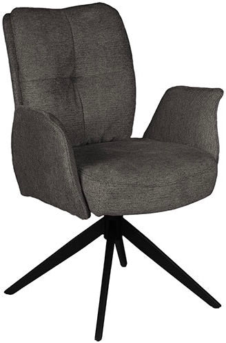 Drehbarer Esszimmer Stuhl Lars mit Armlehnen Aragon Stoff in 6 Farben Rose Champagne Gelb Braun Grau Blau