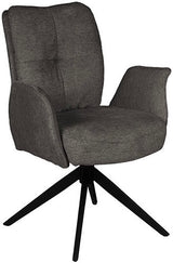 Drehbarer Esszimmer Stuhl Lars mit Armlehnen Aragon Stoff in 6 Farben Rose Champagne Gelb Braun Grau Blau