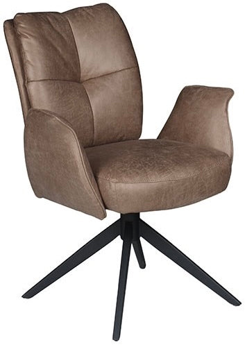 Drehbarer Esszimmer Stuhl Lars mit Armlehnen Dallas Mikrofaser in 3 Farben Elephant Braun Grau Dunkelgrau