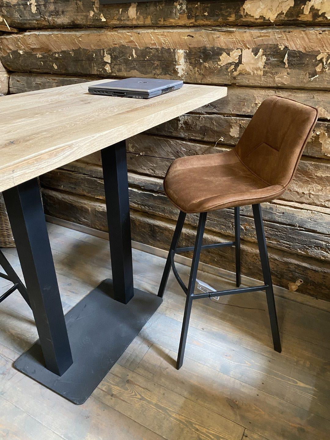 Tabouret de bar avec poignée microfibre Köln en 3 couleurs Anthracite Cognac-Marron Vert