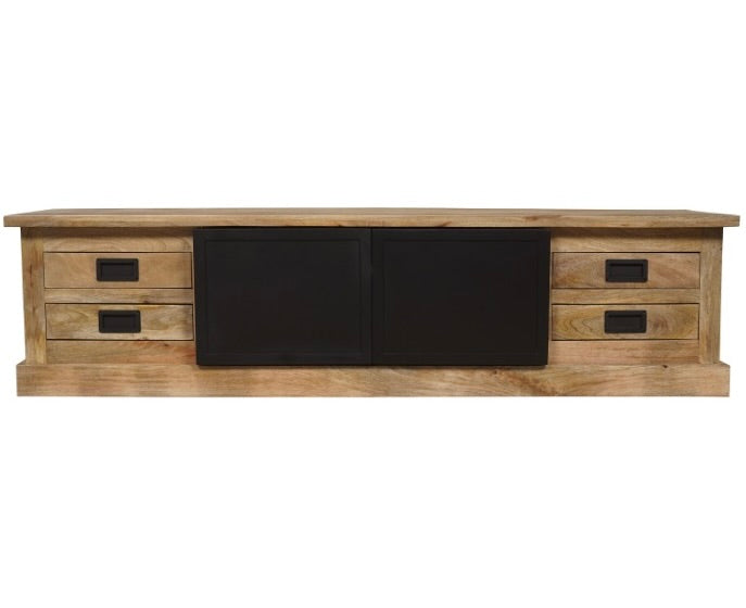 TV Lowboard Bombay Mangoholz natur massiv Industrial Style Schrank 200 cm