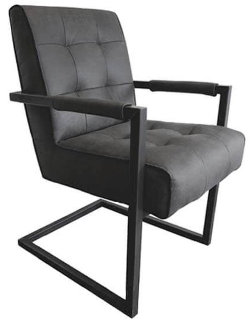 Chaise cantilever avec accoudoirs Jim Cuir-tissu Manila 2 couleurs Elephant Gris foncé
