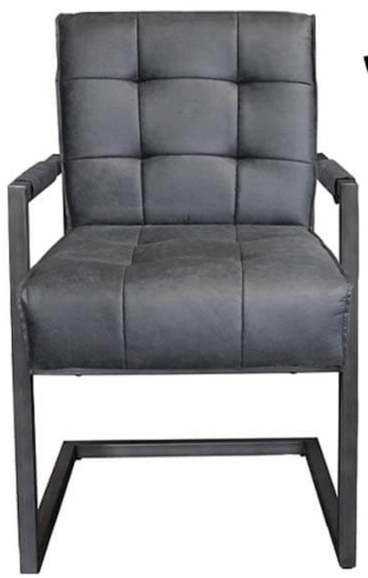 Chaise cantilever avec accoudoirs Jim Cuir-tissu Manila 2 couleurs Elephant Gris foncé