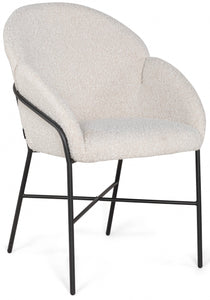 Armlehnen Stuhl Argo Teddy Stoff in 3 Farben weiß hellgrau anthrazit-grau