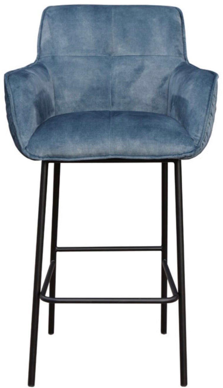 Tabouret de bar en velours Peter Macau, 6 couleurs : Rose, Bleu, Or, Vert, Anthracite, Bronze