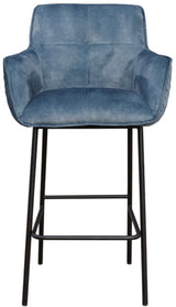 Tabouret de bar en velours Peter Macau, 6 couleurs : Rose, Bleu, Or, Vert, Anthracite, Bronze