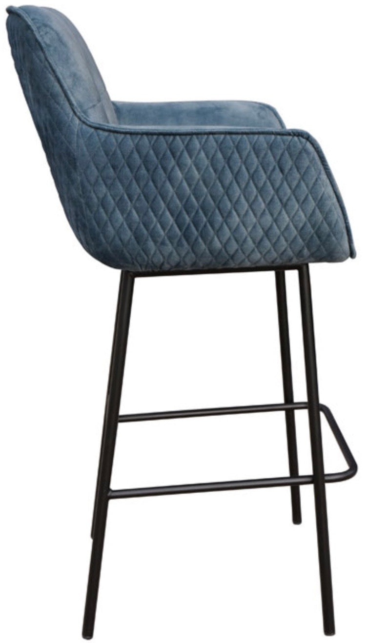 Tabouret de bar en velours Peter Macau, 6 couleurs : Rose, Bleu, Or, Vert, Anthracite, Bronze