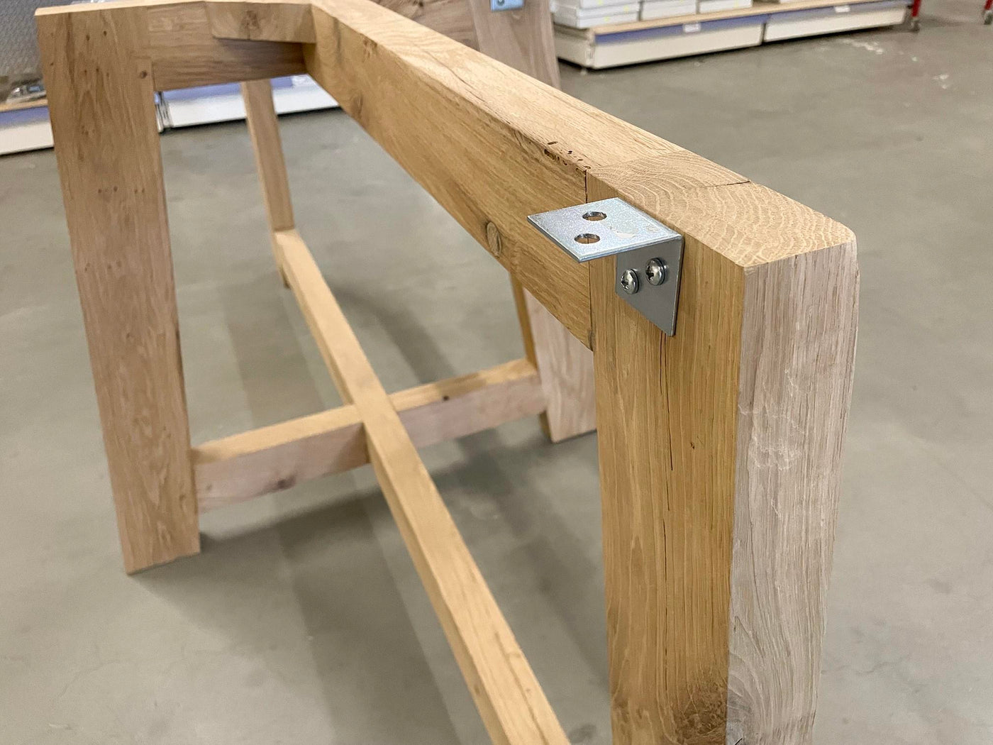 Eiche Holz Esstisch Gestell Viereck Rechteck Roh