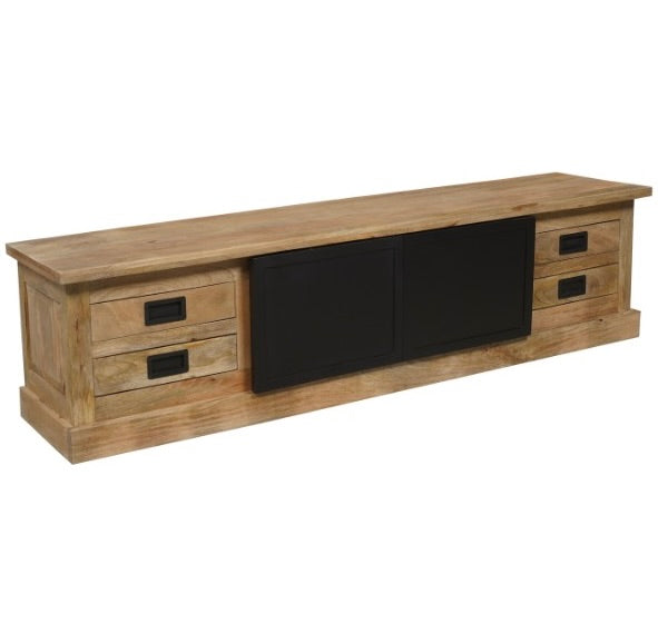 TV Lowboard Bombay Mangoholz natur massiv Industrial Style Schrank 200 cm