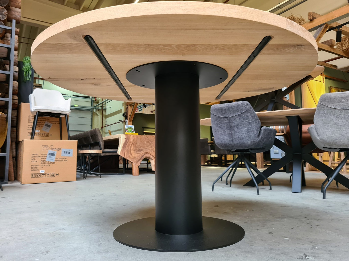 Zylinderfuß 60 cm Metall Gestell schwarz pulverbeschichtet für runde Tischplatten