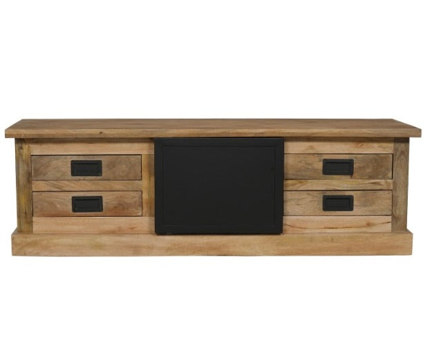 TV Board Bombay Mangoholz natur massiv Industrial Style Schrank 155 cm