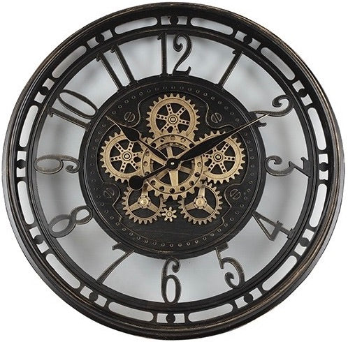 70 cm XL Wanduhr Berlin Zahnräder Animation schwarz