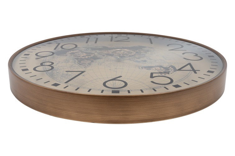 Goldene Welt Zahnrad Wanduhr 60 cm braun animiert drehend