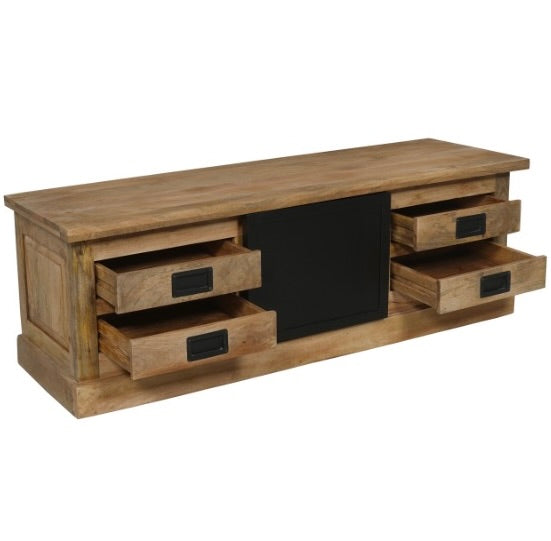 TV Board Bombay Mangoholz natur massiv Industrial Style Schrank 155 cm