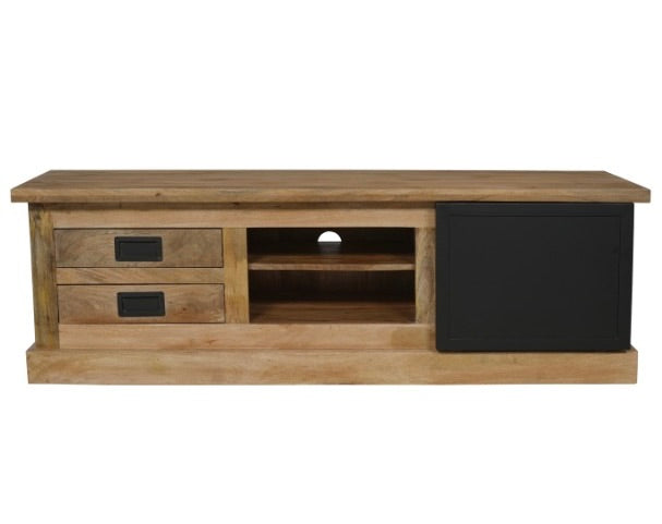TV Board Bombay Mangoholz natur massiv Industrial Style Schrank 155 cm