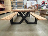 Metall Picknick Tisch Untergestell Outdoor Set Ironline X oder W Schwarz pulverbeschichtet verzinkt