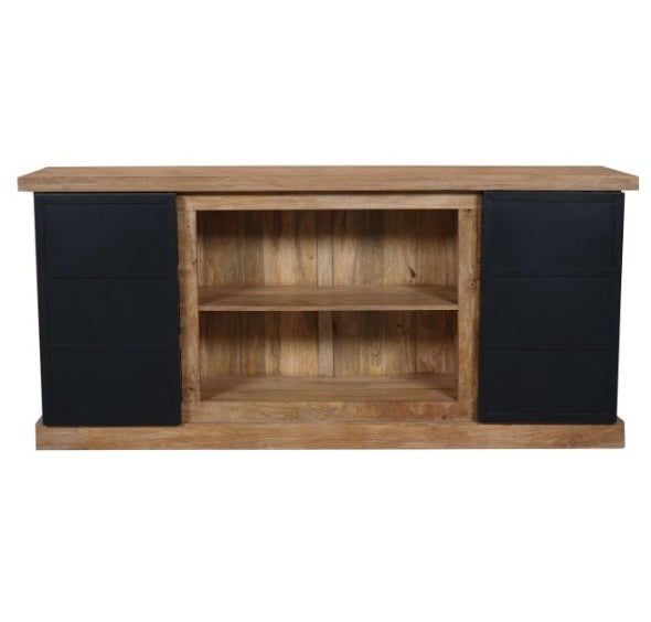 Sideboard Bombay Mangoholz natur massiv Industrial Style 200 cm