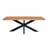 Esstisch Denber Baumkante Mangoholz hell 160 bis 300 cm in 6 cm mit Spider Gestell