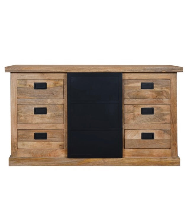 Commode Bombay en manguier massif naturel style industriel 160 cm