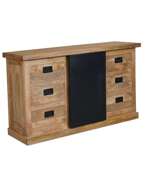 Commode Bombay en manguier massif naturel style industriel 160 cm