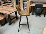 Tabouret de bar avec poignée microfibre Köln en 3 couleurs Anthracite Cognac-Marron Vert