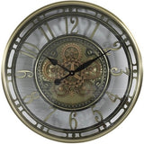 70 cm XL Wanduhr Berlin Zahnräder Animation gold bronze