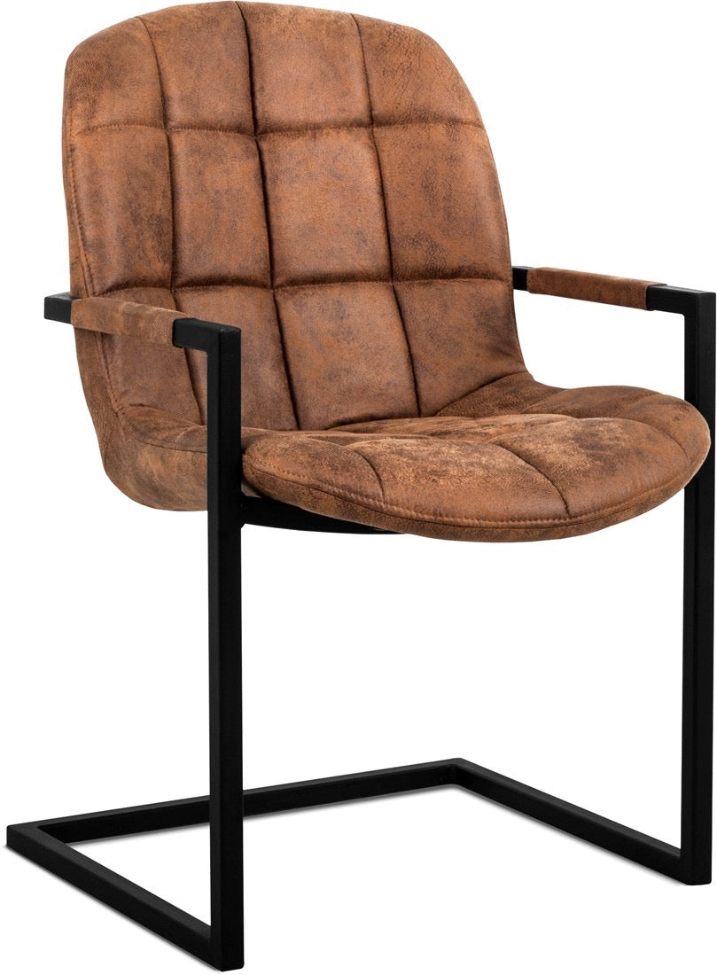 Freischwinger mit Armlehne Jacko Mikrofaser in 3 Farben Cognac Grün Anthrazit