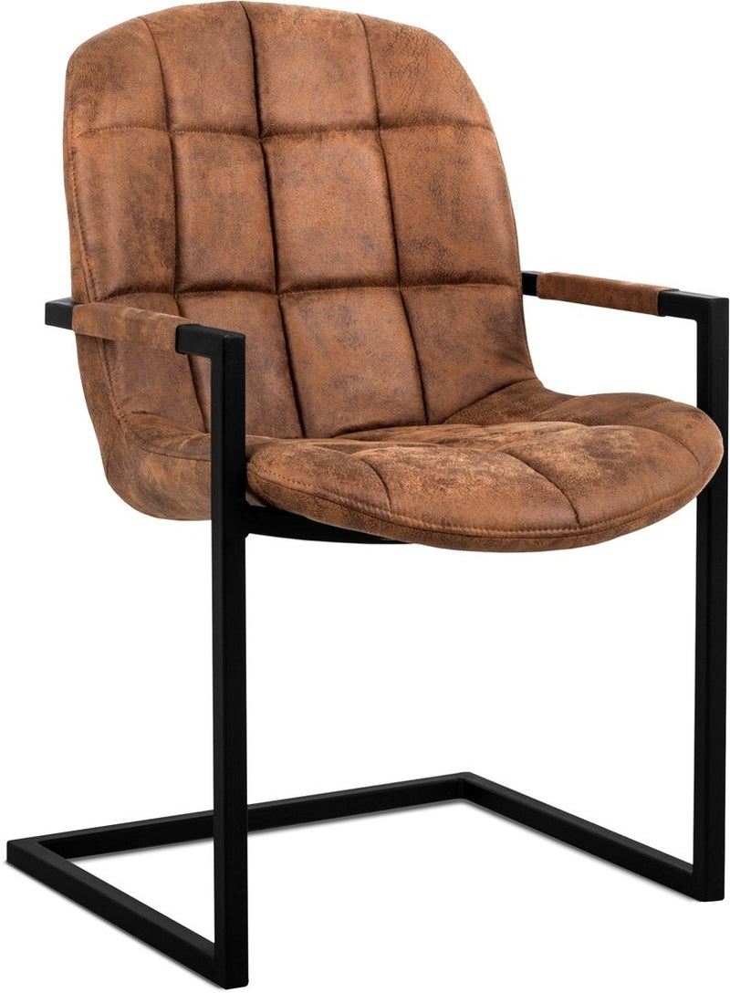 Freischwinger mit Armlehne Jacko Mikrofaser in 3 Farben Cognac Grün Anthrazit